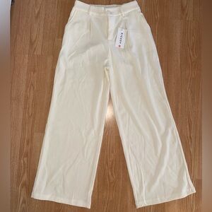 Beige corduroy mid rise straight leg pants, size M